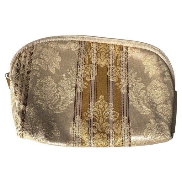 vintage 3 piece makeup bag travel‎ set gold design EUC - Picture 4 of 8